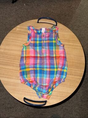 Cat & Jack Multicolor Plaid Baby One-Piece Bodysuit - Pink, Blue, Yellow